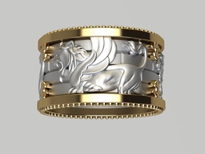 bague Lion bijoux mariage bracelet pendentif boucles d'oreilles Hommes boutons manchette or argent platine crucifix traverser anneaux imprimable 3d print model - Mito3D