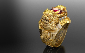 ring lion gold jewelry printable jewel gem engagement platinum rings 3d print model - Mito3D