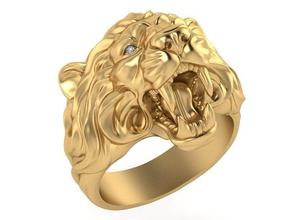 bague lion bijoux mariage bracelet pendentif boucles d'oreilles hommes boutons manchette or argent platine crucifix traverser anneaux imprimable 3d print model - Mito3D