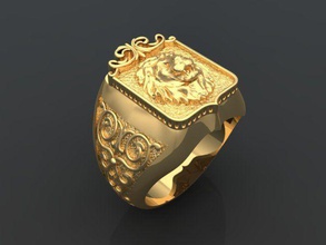 anneau de tête lion bijoux luxe or le platine d'argent gem brillant bague en diamant mode beauté boucle d'oreille bracelet l'anneau les anneaux 3d print model - Mito3D