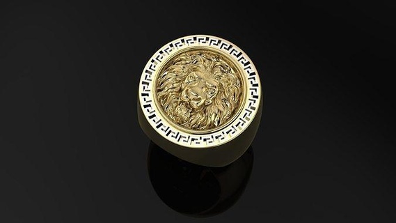 ring lion key greek size 62 eu gold diamond design wedding fashion jewellery silver jewelry rings 3d print model - Mito3D