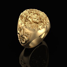 bague lion roi bijoux or imprimable bijou sterling mode argent beauté gemme impression vintag anneaux 3d print model - Mito3D