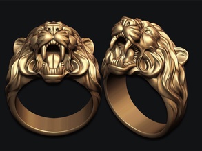 anillo león v3 joyería joya boda pulsera colgante pendiente pendientes hombres gemelos oro plata platino crucifijo cruzar anillos imprimible 3d print model - Mito3D