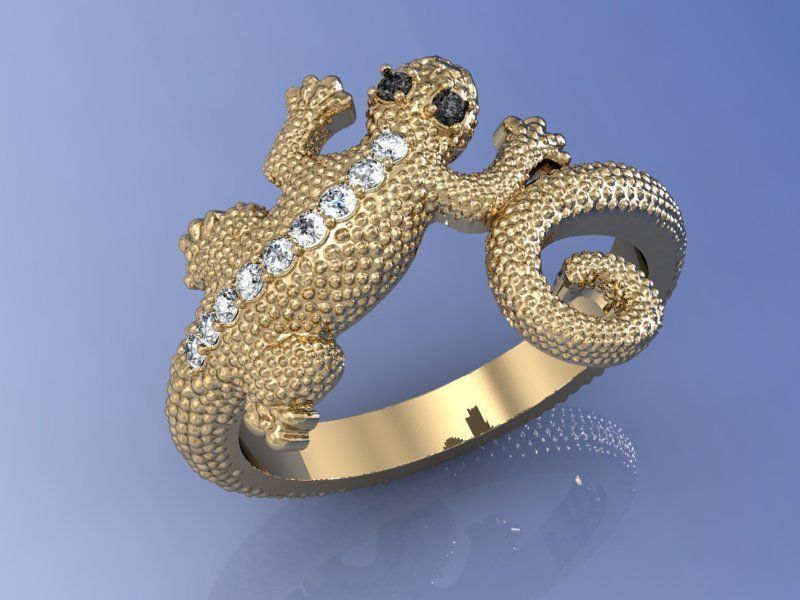 ring lizard 01 jewelry reptile lizards dinosaur animals reptiles rings 3D print model - Mito3D