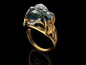 ring lizard jewelry gold gem printable silver white fashion pangolin cnc 3d print gems platinum rings 3d print model - Mito3D