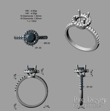 anel losia 1ct central pedra de impressão 3d do modelo jóias anéis ouro jóia gem diamante diamantes rhino stl imprimir 3d print model - Mito3D