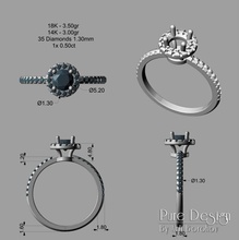 anel losia de impressão 3d do modelo jóias anéis jóia ourivesaria civil que incide diamante diamantes o engajamento casamento precioso gemas gem pedras preciosas ouro brilhantes rodada pearcut 3d print model - Mito3D