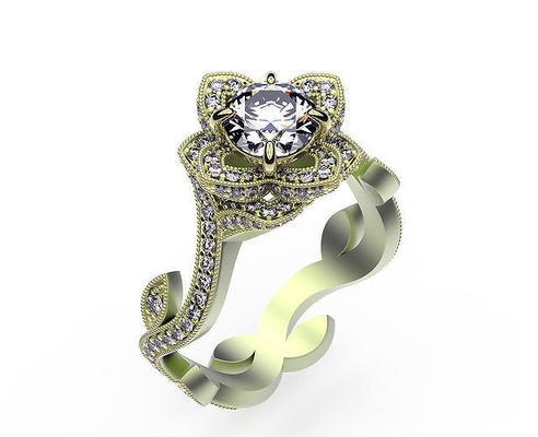 anillo loto compromiso arte flor rosa floreciente boda moda belleza gemas joyería joya anillos 3d print model - Mito3D