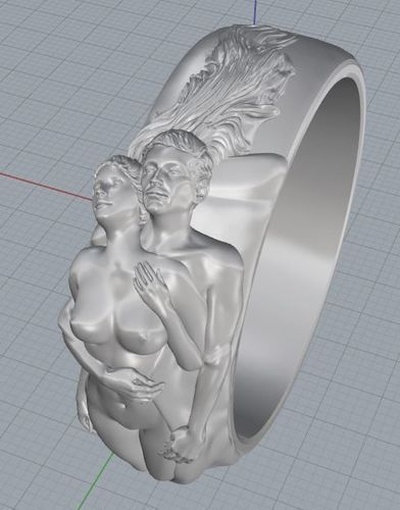 ring lovers jewel engagement jewellery ladies gold wedding jewelry rings 3d print model - Mito3D