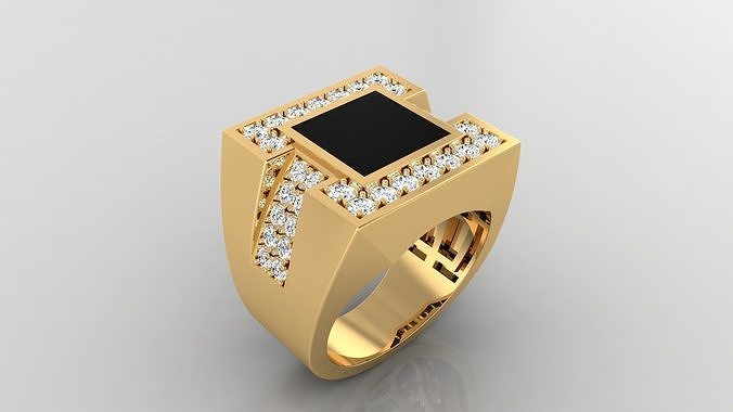 ring m10 mens luxury enamel gems jewelry gold printable male jewel diamond men silver beautiful brilliant luxurious splendid stylish sheen rings 3D print model - Mito3D
