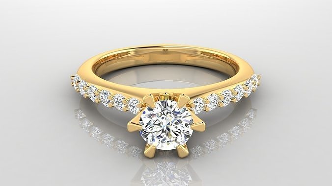 anillo m27 lujo hembra joya Boda joyería imprimible enganchar diamante oro brillante niña mujer Moda compromiso plata 3D print model - Mito3D
