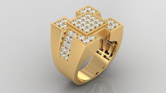 ring m32 mens luxury gem jewelry gold printable jewel male fashion diamond beautiful design silver glossy lustrous good looking beauteous template rings 3d print model - Mito3D