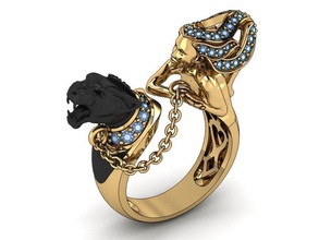 anillo de magerit chica pantera la joyería niña el diamante imprimible regalo cad las gemas femenino mujeres 3dm stl moda oro alta poligonal lujo los anillos 3d print model - Mito3D