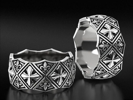 bague maltais traverser fleur lis 784 3dprinted conception mode or d'or bijou bijoux impression imprimable prototypage anneaux argent 3d print model - Mito3D