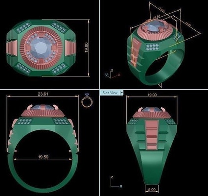ring man modern diamond rm-dro-003 men jewelry print model printmodel design 3d rings 3d print model - Mito3D