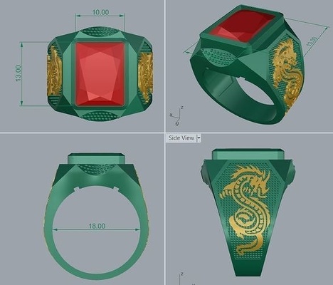 ring man modern gemstone rm-gpr-001 men design 3d jewelry print model ringman ringmen princess rings 3d print model - Mito3D