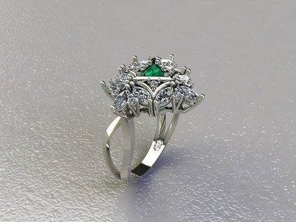 anel marquesa joalheria luxo imprimível diamante ouro gema jóias Casamento platina brilhante argolas precioso moda noivado pera trilhão curvado 3d print model - Mito3D