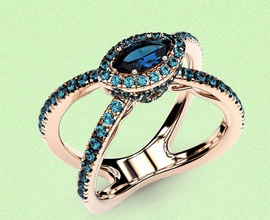 anillo marquesa aureola clásico diamante joya oro plata Gabriel Moda regalo contratar imprimible joyería anillos 3d print model - Mito3D