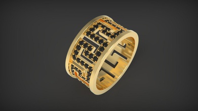 ring meander jewerly desing ancient greece cnc gems symbol printable fashion gem gold jewelry rings 3d print model - Mito3D