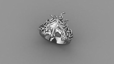 anillo medusa 3d impresión modelo 1002 oro anillos joya joyería boda plata blanco moda negro imprimible hombre mujer naturaleza arte 3d print model - Mito3D