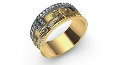 ring medusa gorgona gold fashion 3dprinted design golden jewel jewellery jewelry print printable printing prototyping silver rings 3d print model - Mito3D