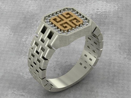 anillo hombres imprimible joyería joya anillos oro moda boda plata diamante compromiso lujo colección abultar rolex reloj belleza 3d print model - Mito3D