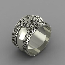 anel de homens jóias o celtic cães jóia prata os religiou objeto printable anéis 3d print model - Mito3D