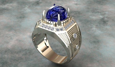 ring men diamond ruby sapphire gold jewelry rings 3d print model - Mito3D