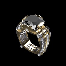 ring men black dimond jewelry beauty brand diamond engagement fashion challenge gem gold jewellery man platinum printable prototyping rings stl unisex wedding 3d print model - Mito3D