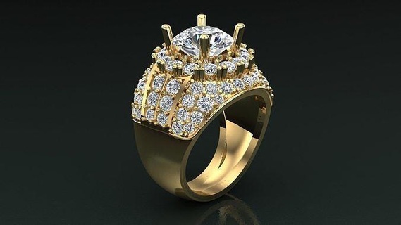 yüzük erkekler d24 adam takı yüzükler altın yazdırılabilir elmas gümüş mücevher moda tasarım yeni düğün nişan 3d print model - Mito3D