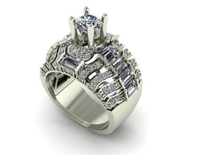 Ring Männer Diamant druckbar Mode Schmuck Ringe 3d print model - Mito3D