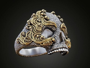 ring men skull patterns jewelry silver gilded jewellery printable mens rings 3d print model - Mito3D