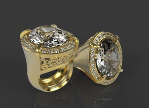 ring men jewelry gold diamond rings 3d print model - Mito3D