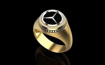 ring mercedes-benz jewelry silver gold sterling printable jewellery jewel precious steel gem diamond fashion beauty shining brillant bracelet apparel mersedes benz rings 3d print model - Mito3D