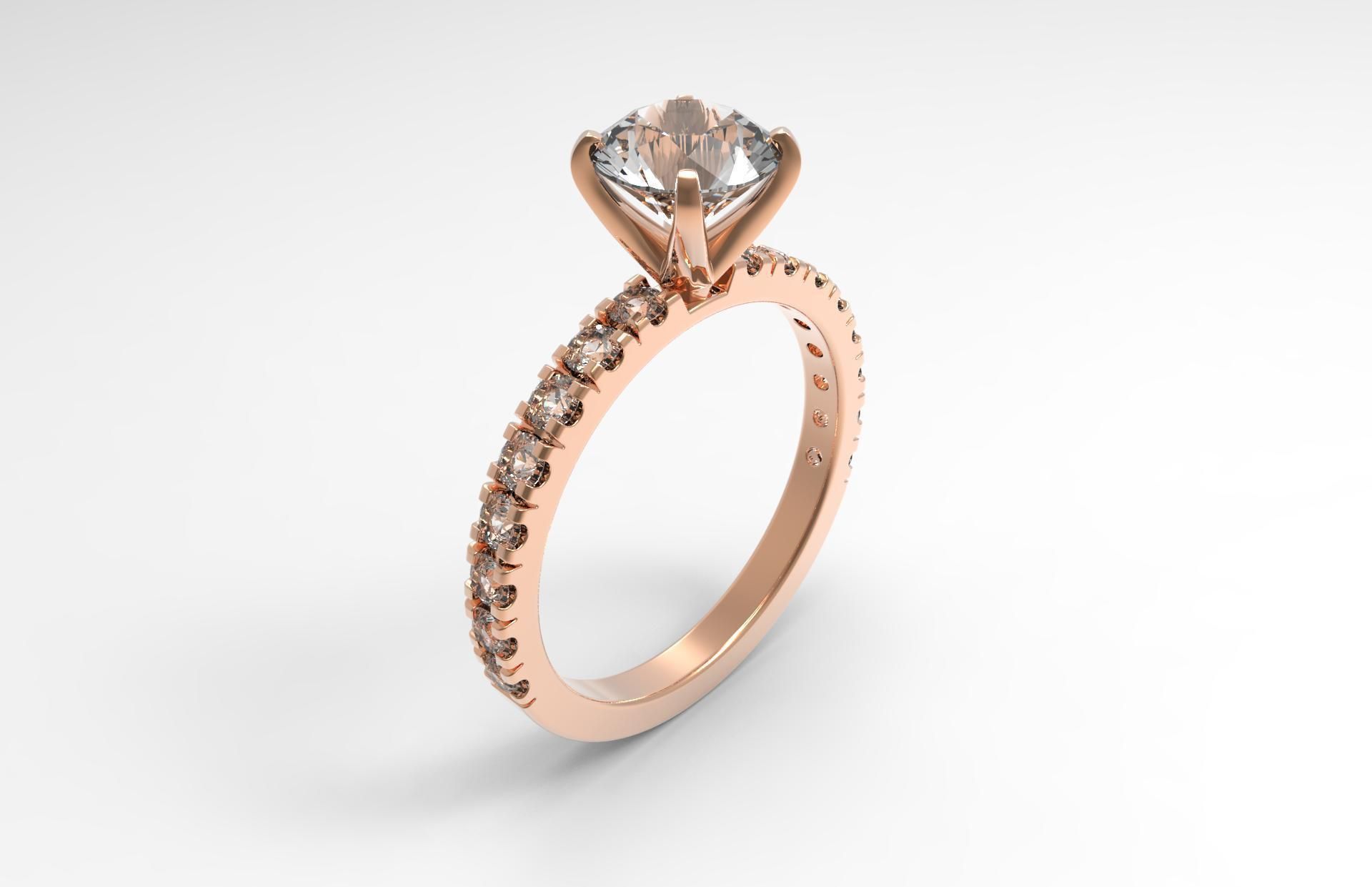 ring model jewelry jewellery 3d cad diamond engagement gold rings 3D print model - Mito3D