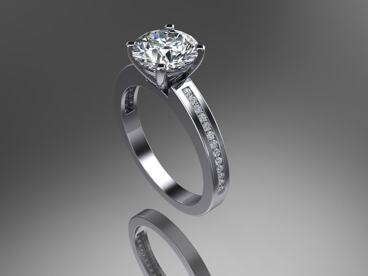 modèle d'anneau bijoux 3d de cad l'anneau le diamant l'engagement les anneaux 3D print model - Mito3D