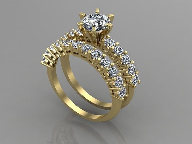 anel modelo 4 joalheria platina luxo precioso ouro gema Casamento ilustração brilhando volta prata brilhante moda esterlina diamante imprimível argolas 3D print model - Mito3D