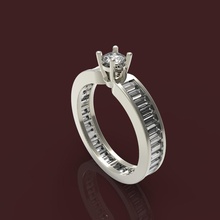 anillo de momento el éxito la joyería compromiso oro baguette los anillos 3d print model - Mito3D