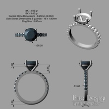 anillo mor 2ct modelo de impresión la joyería los anillos cuarzos joya 3d rhino el diamante diamantes piedras preciosas compromiso boda precioso las gemas piedra 3d print model - Mito3D