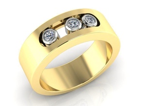 Ring beweglich Steine Schmuck Geschenk wunderschönen druckbar Diamanten Frauen Juwel Ringe 3dm 3ds stl Gold poligonal Natur Diamant 3d print model - Mito3D
