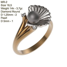 ring mr-2 woman jewelery stl 3d print jewelry format gold silwer diamonds pearl rings 3d print model - Mito3D