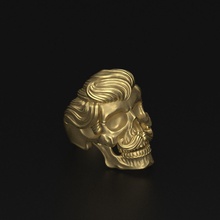 anneau de m moustachus skul la sculpture bijoux l'impression imprimable les anneaux d'argent tête livre sterling or l'anneau le prototypage crâne 3d print model - Mito3D