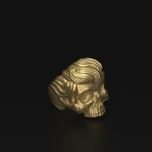 ring mr skull hairstyle sculpture jewellery printing printable rings jewelry silver head sterling gold prototyping 3d print model - Mito3D