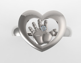 anel mybaby stl impressão 3d modelo de jóias diamante diamantes gem gemas pedra preciosa pedras preciosas ouro jóia anéis bebê babyborn 3d print model - Mito3D