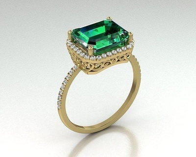 anel n31 noivado Casamento imprimível luxo joalheria anel esmeralda verde amarelo branco rosa ouro luz peso diamante padrões enfeites argolas 3d print model - Mito3D