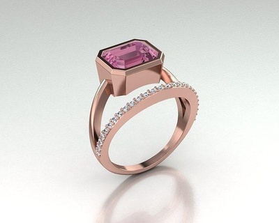 squillare n34 platino lusso nozze Fidanzamento romanza oro stampabile anelli rosa diamante moda diviso gambo argento speciale hight qualità gioielleria 3d print model - Mito3D