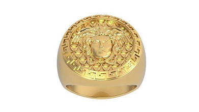 ring n4 größe 7 gold silber druckbar juwel schmuck ringe geschenk glücklich mode schönheit platin karat saphir versace engagement logo meduse gorgon anhänger 3d print model - Mito3D