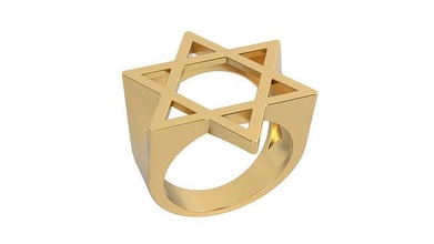 bague n6 taille 7 or argent imprimable bijoux anneaux cadeau heureux mode beauté platine david solide religion symbole estomac juif hexagone roi 3d print model - Mito3D