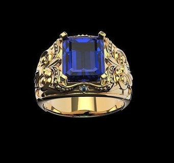 ring octagon gold jewellry jewel jewelry rings 3d print model - Mito3D