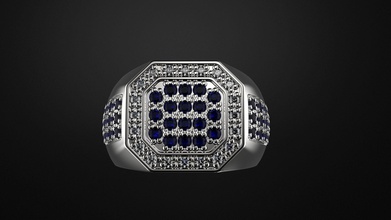 anel octógono safiras joalheria gema ouro prata brilhante argolas Projeto diamante 3d print model - Mito3D